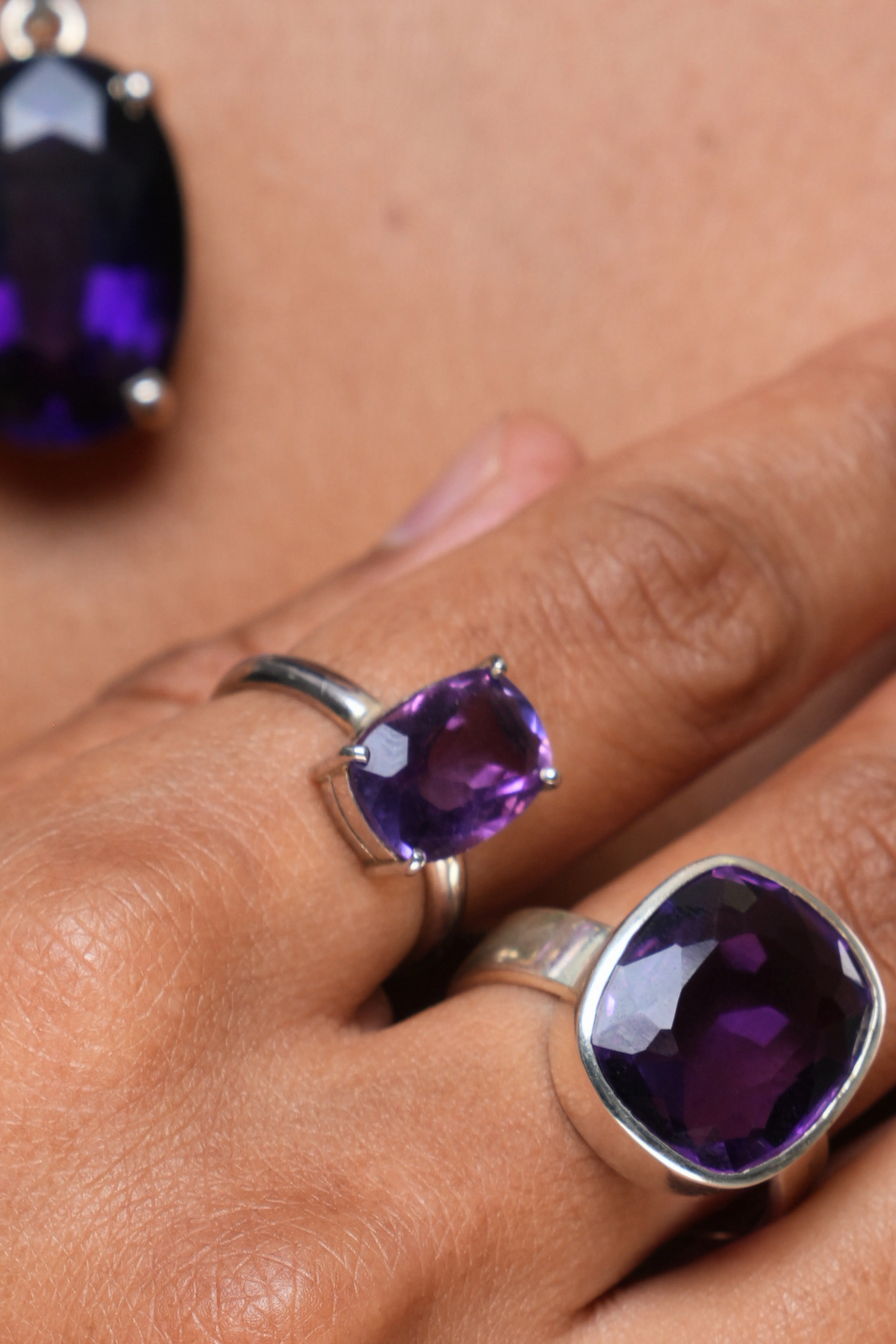 Amethyst Bezel Setting (Square) Ring