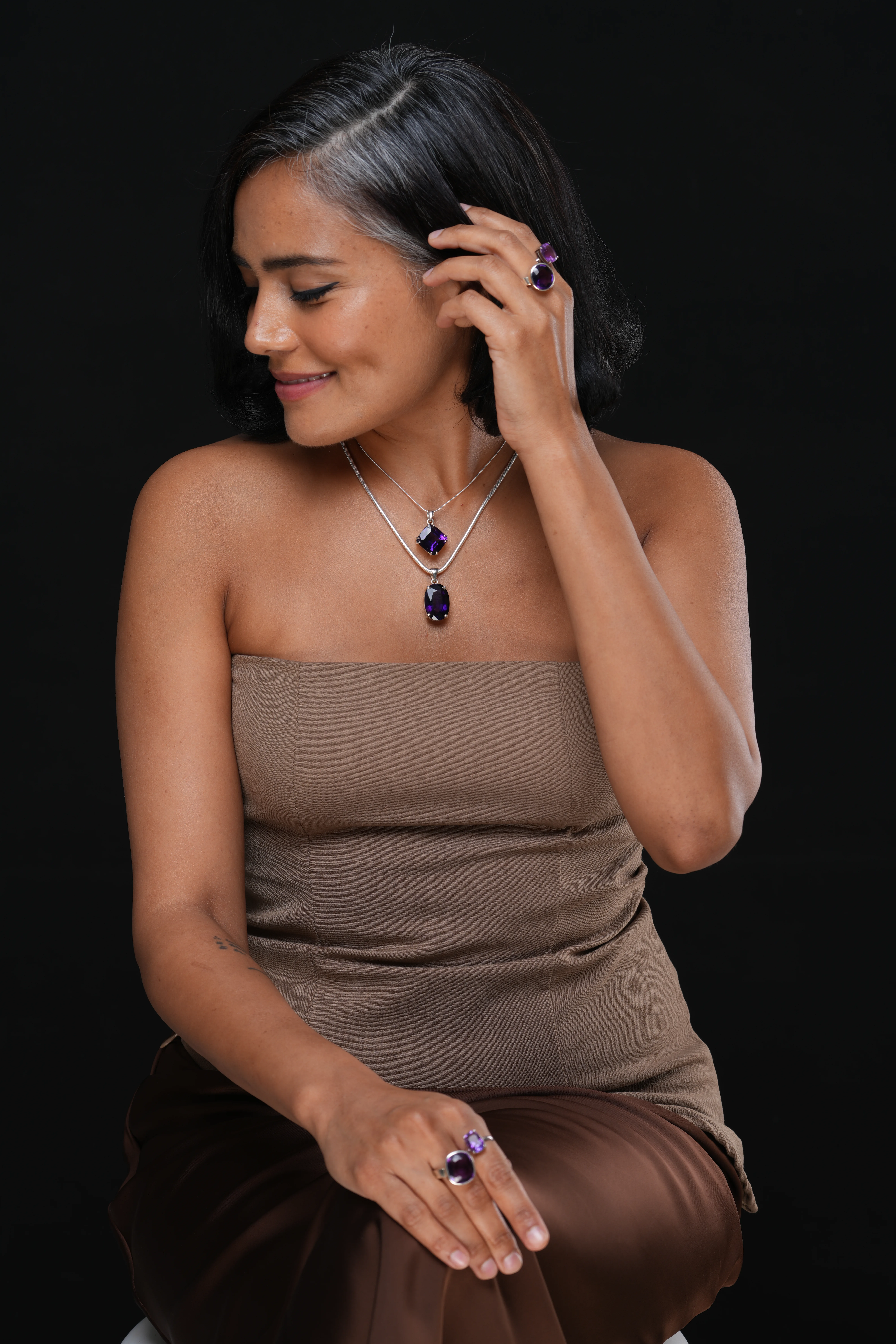 Amethyst Bezel Setting (Square) Ring - image 3