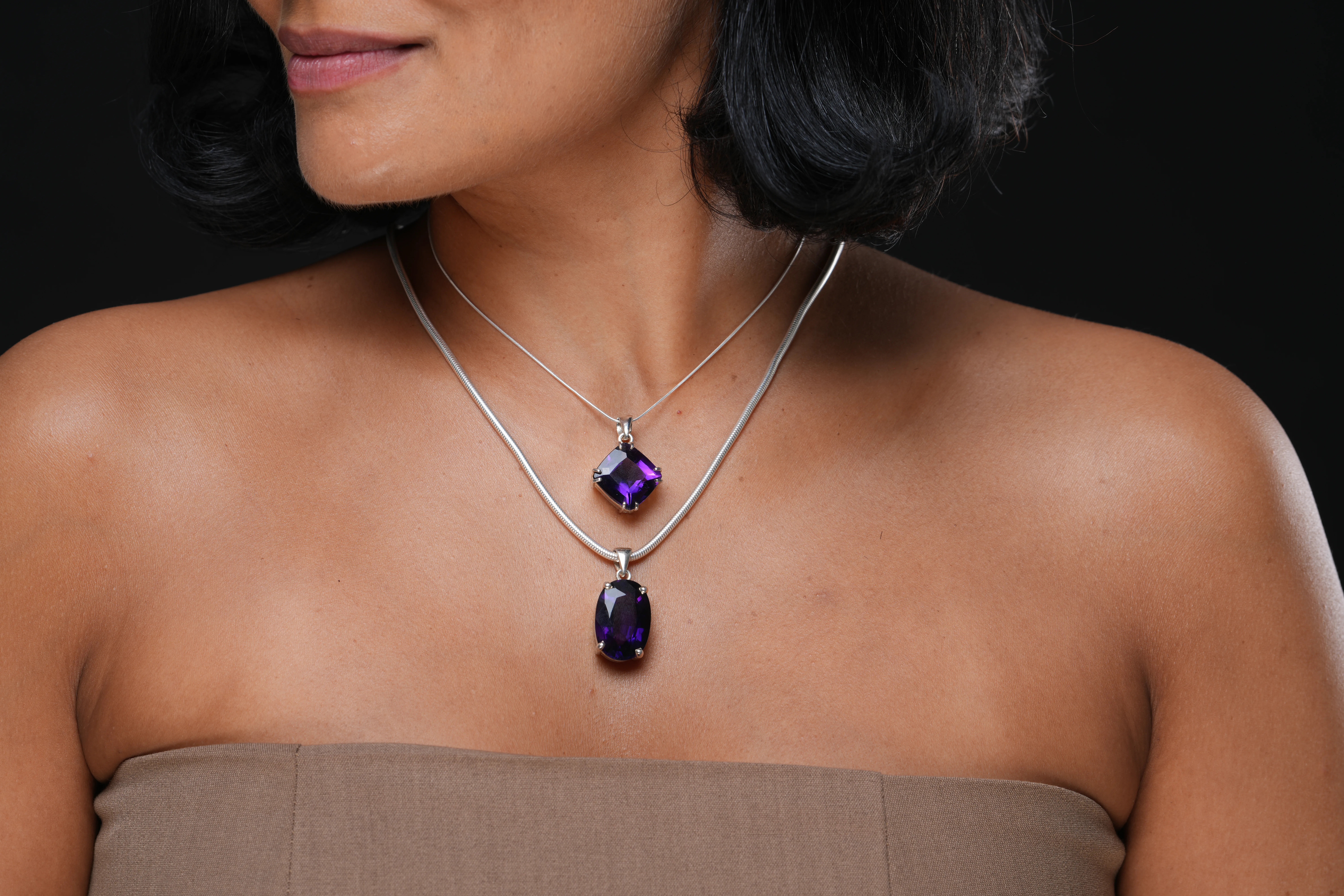 Amethyst Prong Setting (Oval) Pendant - image 2
