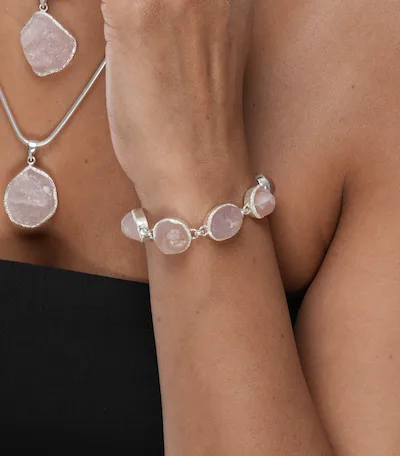 Raw Pink Quartz Bracelet - Odyssey by Silver